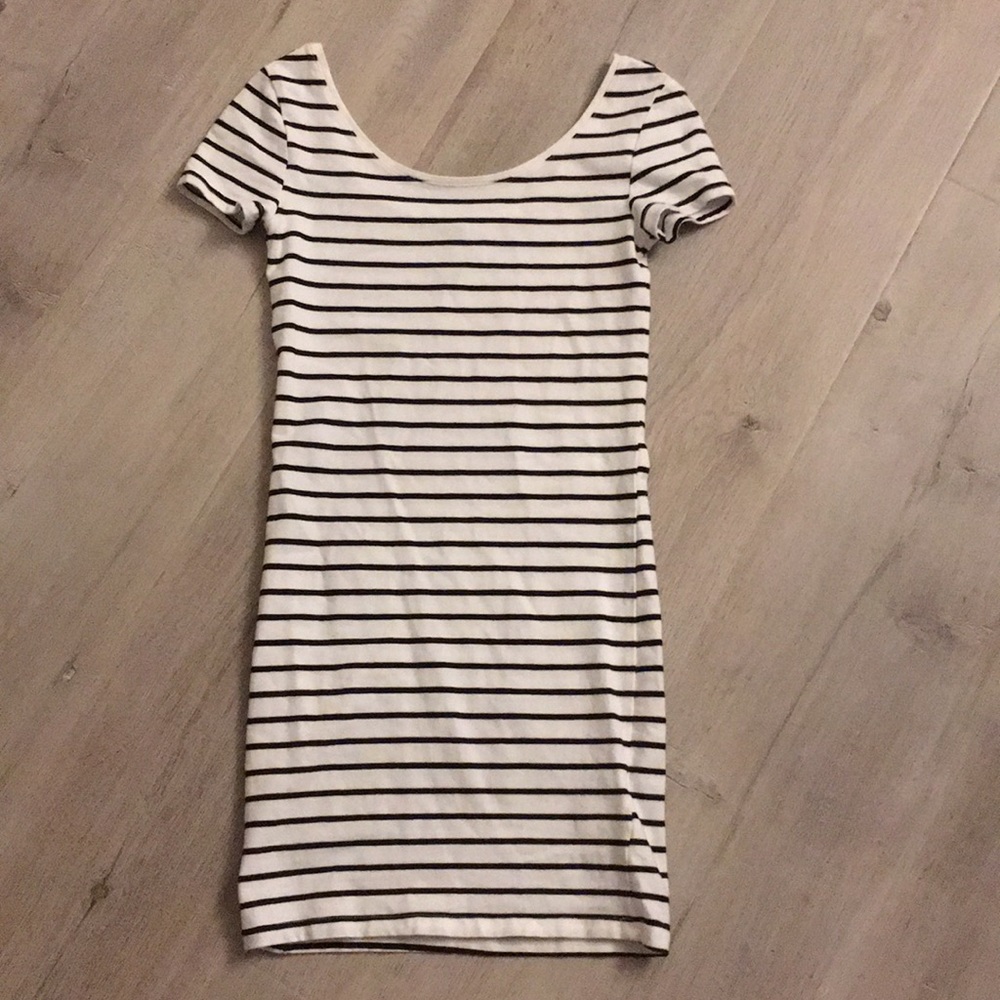 H&M Black and White Striped Bodycon Dress